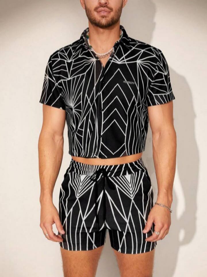 Bonga Boys Men's Digital Printed Loose Sleepwear Shirt & Short Set